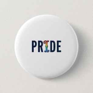 Vintage Pride Rainbow Lettering T-Shirt Design_1 6 Cm Round Badge