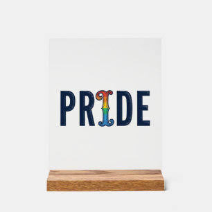 Vintage Pride Rainbow Lettering T-Shirt Design_1 Acrylic Sign