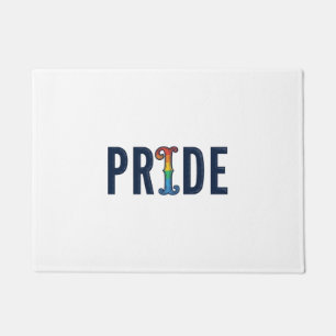 Vintage Pride Rainbow Lettering T-Shirt Design_1 Doormat