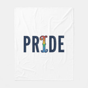 Vintage Pride Rainbow Lettering T-Shirt Design_1 Fleece Blanket