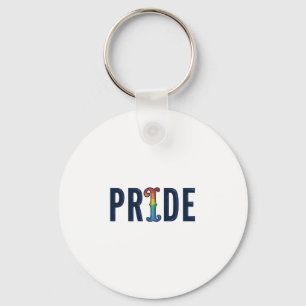 Vintage Pride Rainbow Lettering T-Shirt Design_1 Key Ring