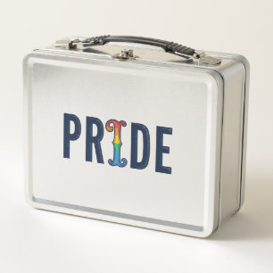 Vintage Pride Rainbow Lettering T-Shirt Design_1 Metal Lunch Box