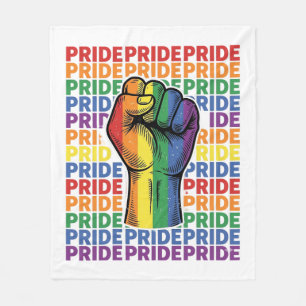 Vintage Pride Raised Fist Rainbow Shirt Design_1 Fleece Blanket