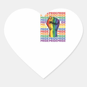 Vintage Pride Raised Fist Rainbow Shirt Design_1 Heart Sticker