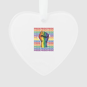 Vintage Pride Raised Fist Rainbow Shirt Design_1 Ornament