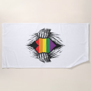 Vintage Pride Torn Shirt Vector Design_1 Beach Towel
