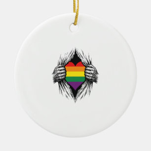 Vintage Pride Torn Shirt Vector Design_1 Ceramic Tree Decoration