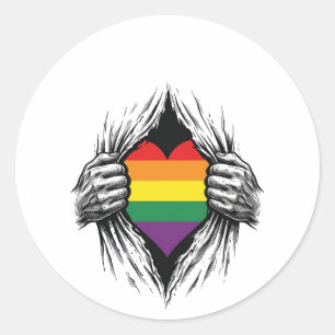 Vintage Pride Torn Shirt Vector Design_1 Classic Round Sticker