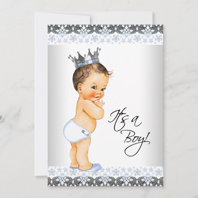 Vintage Prince Baby Boy Shower Invitation (Front)