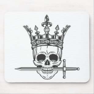 Vintage prince skull in crown with sword print mouse mat
