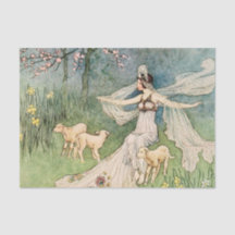 Vintage Princess and Sheep Decoupage