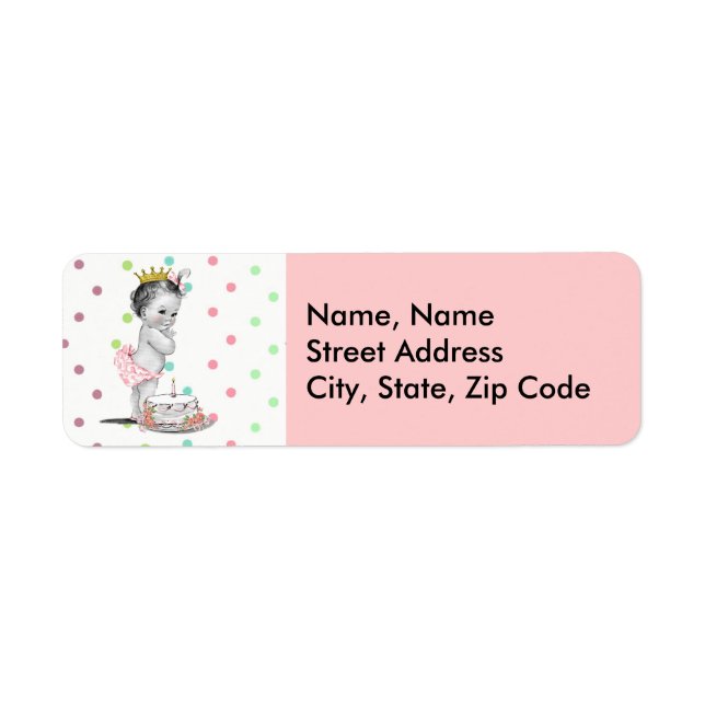 Vintage Princess Baby Birthday Address Label (Front)