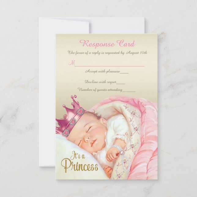 Vintage Princess Baby Girl Shower RSVP (Front)