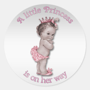 Vintage Princess Baby Shower Classic Round Sticker