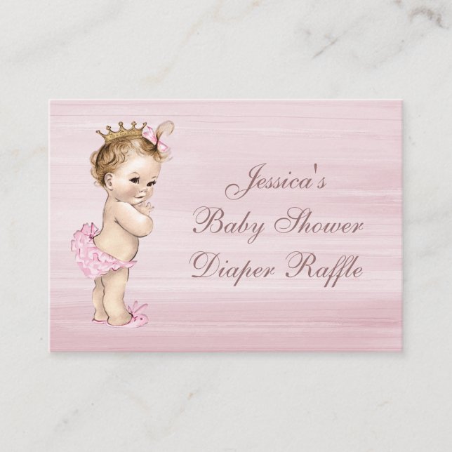 Vintage Princess Baby Shower Diaper Raffle Enclosure Card (Front)