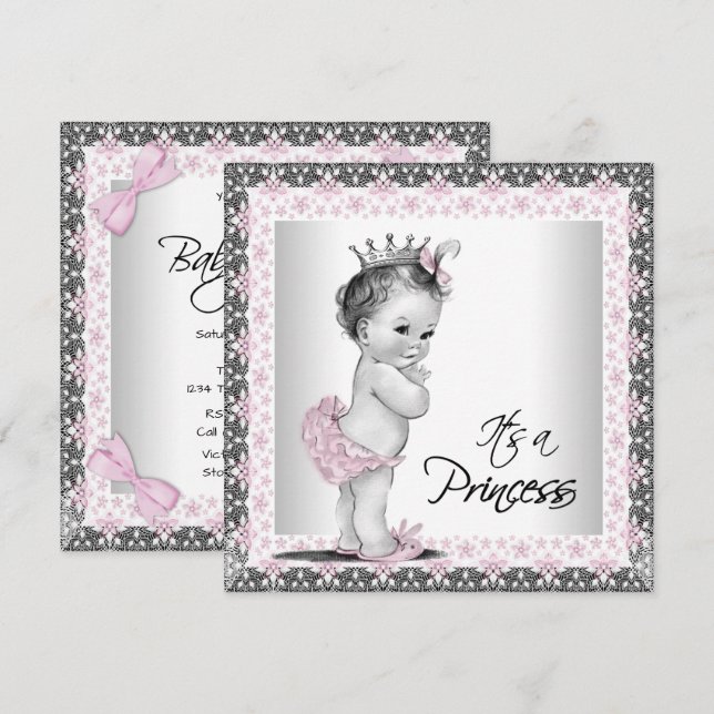 Vintage Princess Baby Shower Invitation (Front/Back)