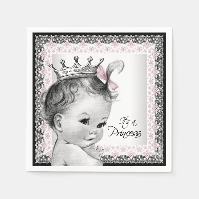Vintage Princess Baby Shower Napkin (Front)