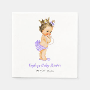 Vintage Princess Baby Shower Napkin Purple Pearls