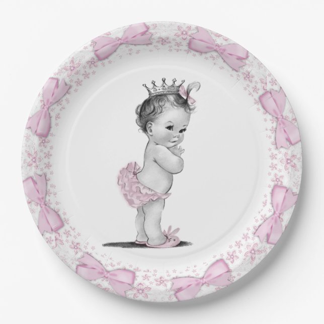 Vintage Princess Baby Shower Paper Plate (Front)