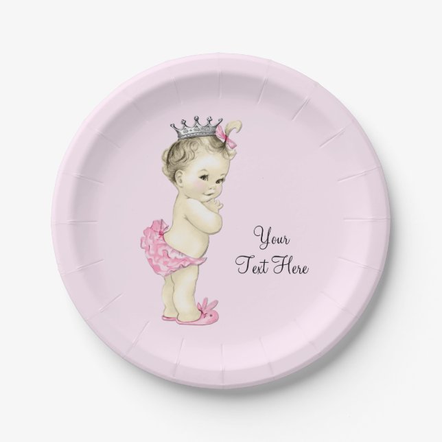 Vintage Princess Baby Shower Paper Plate (Front)