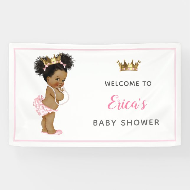 Vintage Princess Baby Shower Pink Backdrop Banner (Horizontal)
