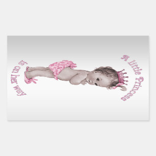 Vintage Princess Baby Shower Rectangular Sticker