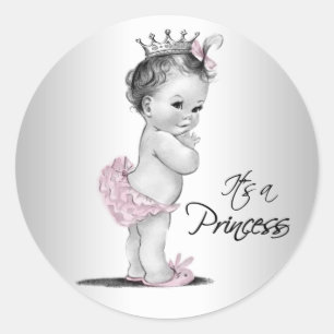 Vintage Princess Baby Shower Stickers