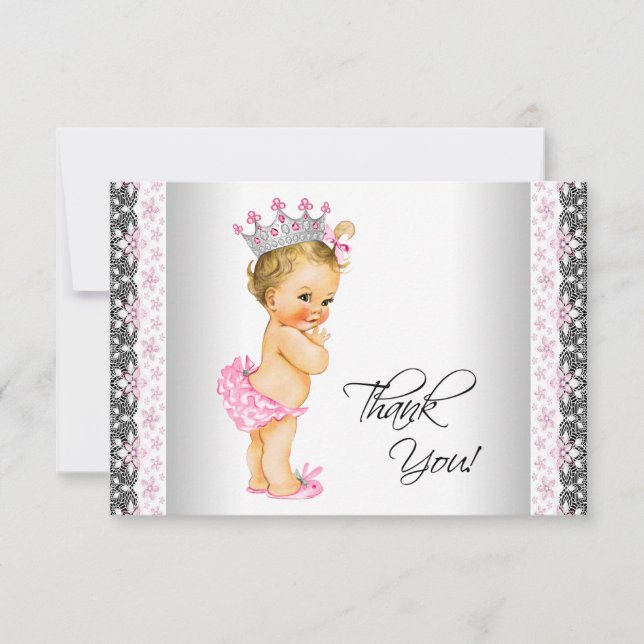 Vintage Princess Baby Shower Thank You (Front)