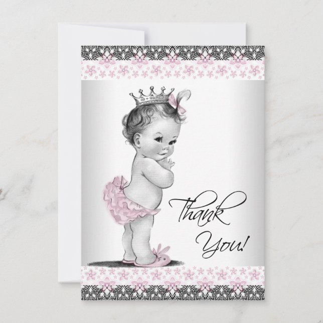 Vintage Princess Baby Shower Thank You (Front)