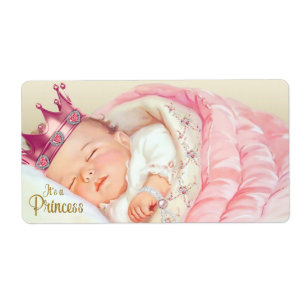 Vintage Princess Baby Shower Water Bottle Labels