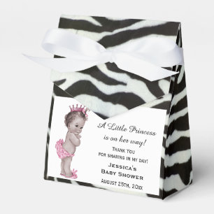 Vintage Princess Baby Shower Zebra Pattern Favour Box