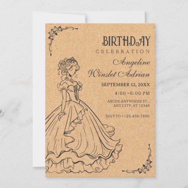 Vintage Princess birthday Invitation (Front)
