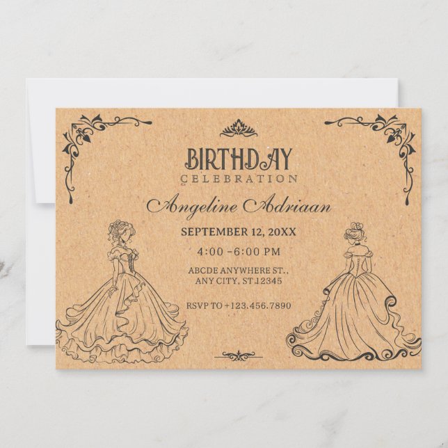 Vintage Princess birthday Invitation (Front)