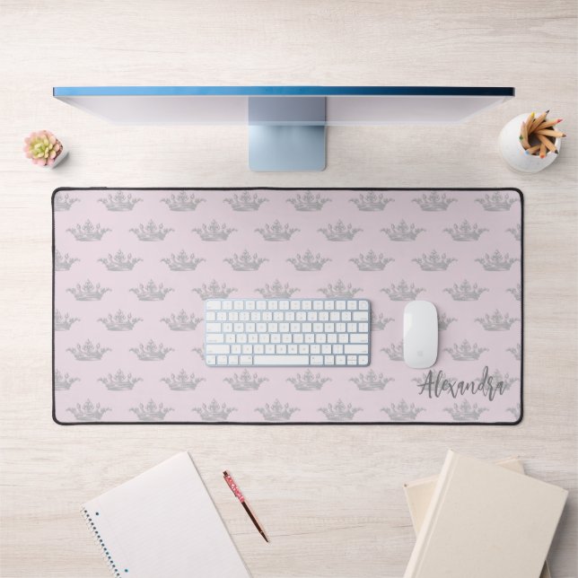 Vintage Princess Crown Custom Text Desk Mat (Office 1)