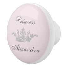 Vintage Princess Crown Pink & Grey Personal Name