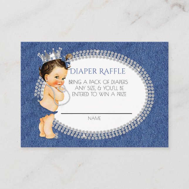 Vintage Princess Denim & Diamonds Diaper Raffle Enclosure Card (Front)