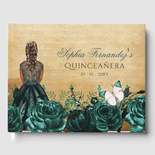 Vintage Princess Green Butterfly Quinceañera Guest Book