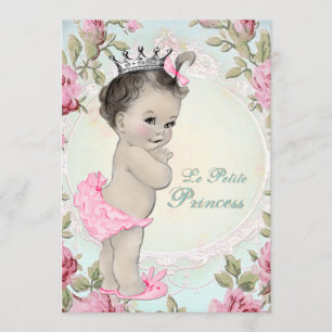 Vintage Princess Pink and Teal Blue Baby Shower Invitation