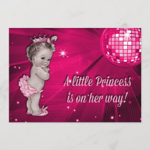 Vintage Princess Pink Disco Ball Baby Shower Invitation