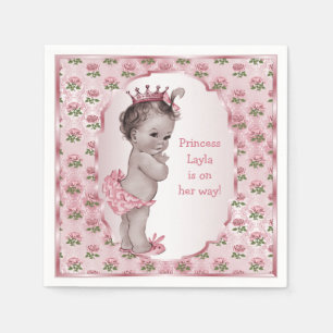 Vintage Princess Pink Roses Baby Shower Napkin