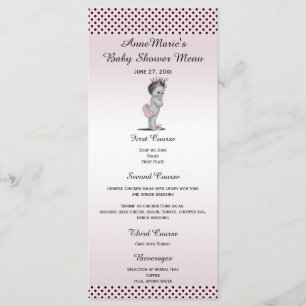 Vintage Princess Polka Dots Baby Shower Menu