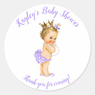 Vintage Princess Purple Baby Shower Favour Classic Round Sticker