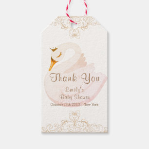 Vintage Princess Swan Girl Baby Shower Thank You Gift Tags