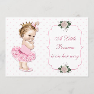 Vintage Princess Tutu Hearts and Flowers Invitation
