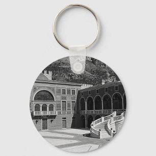 Vintage Principality Monaco palace courtyard Key Ring