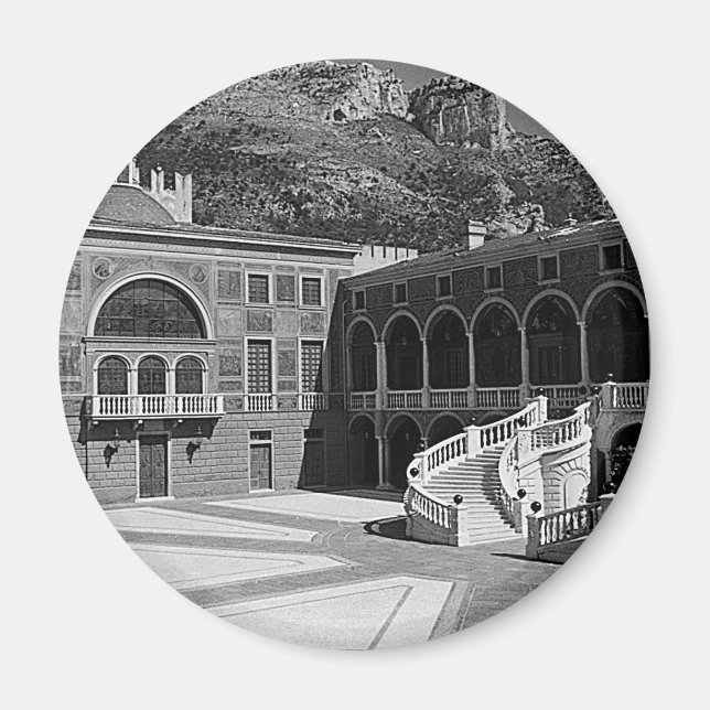 Vintage Principality Monaco palace courtyard Magnet (Front)