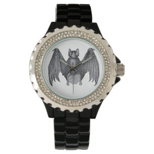 Vintage Print Bat Gothic Elegant Wrist Watch