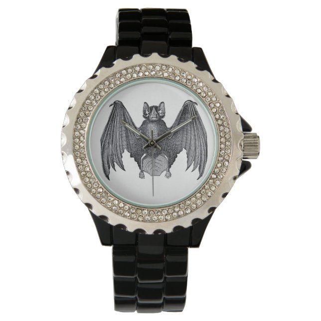 Vintage Print Bat Gothic Elegant Wrist Watch (Front)