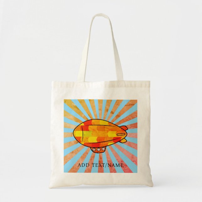 Vintage Print Blimp Ballon Sunny Sky Tote Bag (Front)