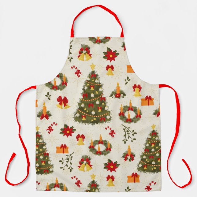 Vintage Print Christmas Apron (Front)